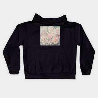 Pink & White Roses Floral Pattern Gifts and Accessories for Flower Lovers Kids Hoodie